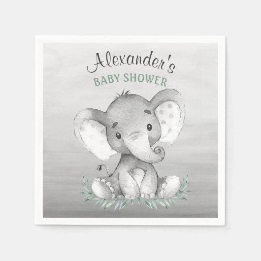 Waterverf Elephant Baby shower Servet (Voorkant)