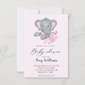 Waterverf Elephant baby shower-uitnodiging Kaart (Voorkant)