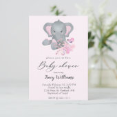 Waterverf Elephant baby shower-uitnodiging Kaart (Staand voorkant)