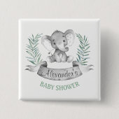 Waterverf Elephant Baby shower Vierkante Button 5,1 Cm (Voorkant)