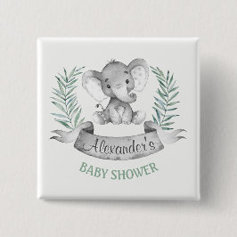 Waterverf Elephant Baby shower Vierkante Button 5,1 Cm