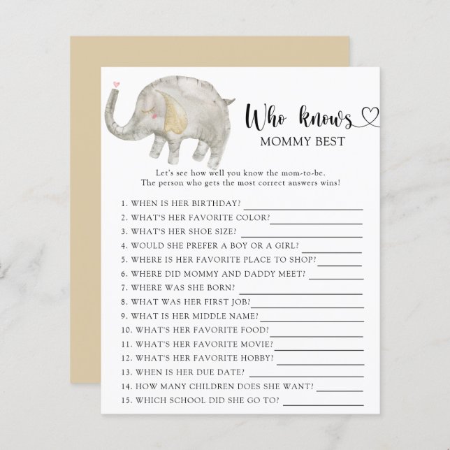 Waterverf Elephant-ballon - wie kent mama het best (Voorkant / Achterkant)