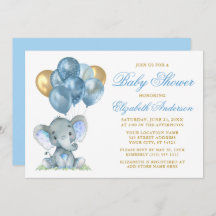 Waterverf Elephant-ballonnen — Blauw goud