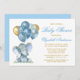 Waterverf Elephant-ballonnen — Blauw goud Kaart