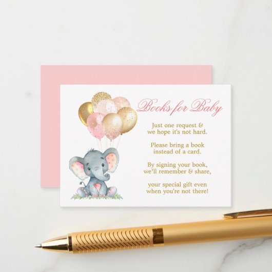 Waterverf Elephant-ballonnen — Shower-boeken voor  Informatiekaartje (Voorkant / Achterkant in situ)