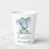 Waterverf Elephant Blue Bow Baby shower Papieren Bekers (Voorkant)