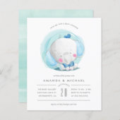 Waterverf Elephant Blue Boy's Baby shower (Voorkant / Achterkant)