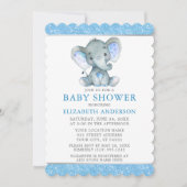 Waterverf Elephant Blue Glitter Baby shower Kaart (Voorkant)