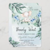 Waterverf Elephant Blue Rozen Baby shower Kaart (Voorkant / Achterkant)
