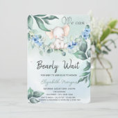 Waterverf Elephant Blue Rozen Baby shower Kaart (Staand voorkant)