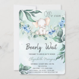 Waterverf Elephant Blue Rozen Baby shower Kaart