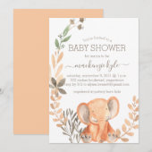 Waterverf Elephant Boho Safari Baby shower (Voorkant / Achterkant)