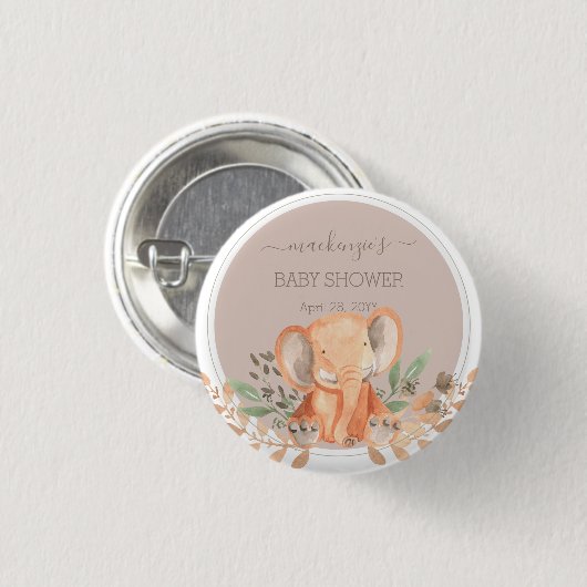 Waterverf Elephant Boho Safari Button (Voorkant /achterkant)