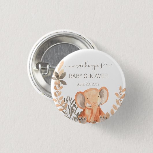 Waterverf Elephant Boho Safari Ronde Button 3,2 Cm (Voorkant /achterkant)