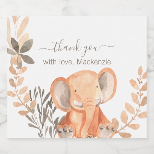 Waterverf Elephant Boho Safari Sparkling Wijnetiket (Enkel label)