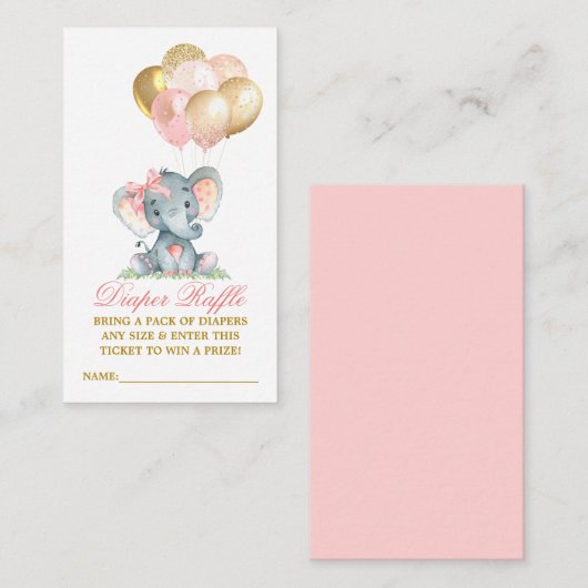 Waterverf Elephant Bow-ballonnen luierrankel Informatiekaartje (Voorkant / Achterkant)