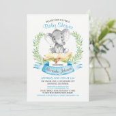 Waterverf Elephant Boy Baby shower Boek Kaart (Staand voorkant)