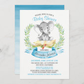 Waterverf Elephant Boy Baby shower Boek Kaart (Voorkant / Achterkant)