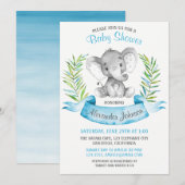 Waterverf Elephant Boy Baby shower Kaart (Voorkant / Achterkant)