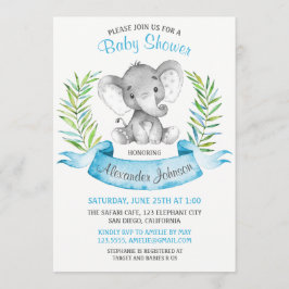 Waterverf Elephant Boy Baby shower Kaart