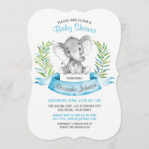 Waterverf Elephant Boy Baby shower