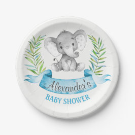 Waterverf Elephant Boy Baby shower Papieren Bordje