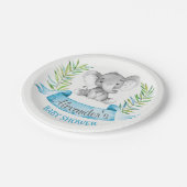 Waterverf Elephant Boy Baby shower Papieren Bordje (Gekanteld)