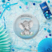 Waterverf Elephant Boy Baby shower Papieren Bordje (Feest)