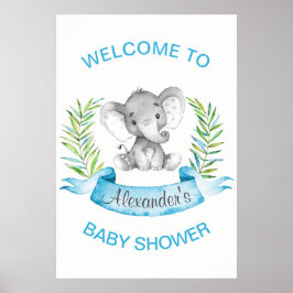 Waterverf Elephant Boy Baby shower Poster