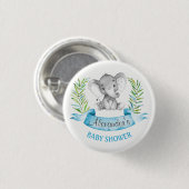 Waterverf Elephant Boy Baby shower Ronde Button 3,2 Cm (Voorkant /achterkant)