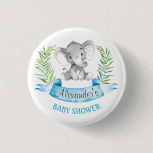 Waterverf Elephant Boy Baby shower Ronde Button 3,2 Cm