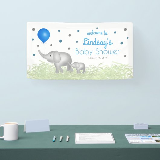 Waterverf Elephant Boy Baby shower Welkom Spandoek (Beurs)