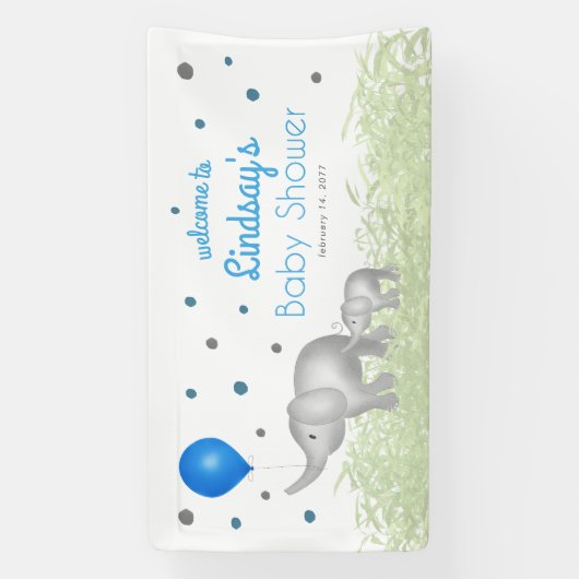 Waterverf Elephant Boy Baby shower Welkom Spandoek (Verticaal)