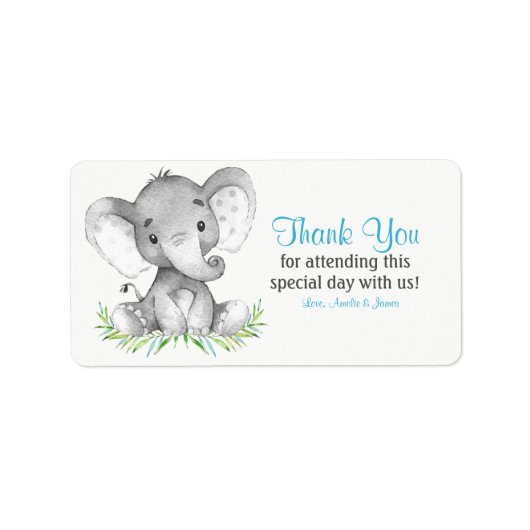Waterverf Elephant Boy Dank u Etiket (Voorkant)