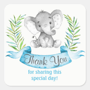 Waterverf Elephant Boy Dank u Vierkante Sticker
