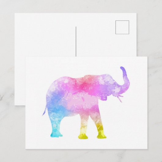 Waterverf Elephant Briefkaart (Voorkant / Achterkant)