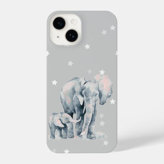 Waterverf Elephant & Calf Baby Wildlife iPhone Hoesje (Achterkant)