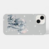 Waterverf Elephant & Calf Baby Wildlife iPhone Hoesje (Achterkant horizontaal)