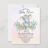 Waterverf Elephant Floral Eucalyptus Baby shower Kaart (Voorkant)