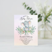 Waterverf Elephant Floral Eucalyptus Baby shower Kaart (Staand voorkant)