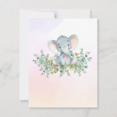 Waterverf Elephant Floral Eucalyptus Baby shower Kaart (Achterkant)