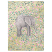 Waterverf Elephant Flowers Gold Glitter Klembord (Achterkant)