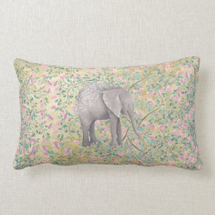 Waterverf Elephant Flowers Gold Glitter Kussen