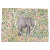Waterverf Elephant Flowers Gold Glitter Large Cadeautasje (Achterkant)