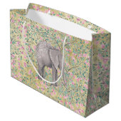 Waterverf Elephant Flowers Gold Glitter Large Cadeautasje (Achterkant Gekanteld)