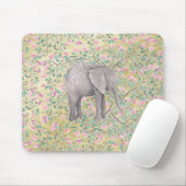 Waterverf Elephant Flowers Gold Glitter Muismat (Met muis)