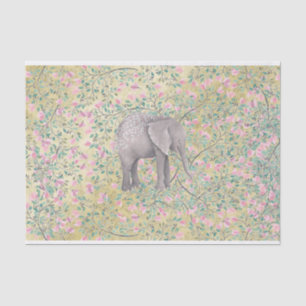 Waterverf Elephant Flowers Gold Glitter Tissuepapier
