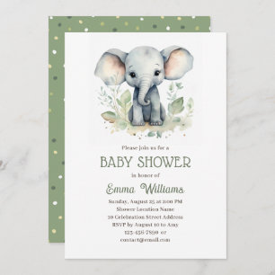Waterverf Elephant Geslacht Neutraal Baby shower Kaart