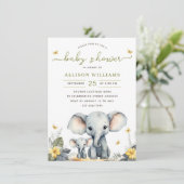 Waterverf Elephant Geslacht Neutraal Baby shower Kaart (Staand voorkant)