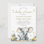 Waterverf Elephant Geslacht Neutraal Baby shower Kaart (Voorkant)